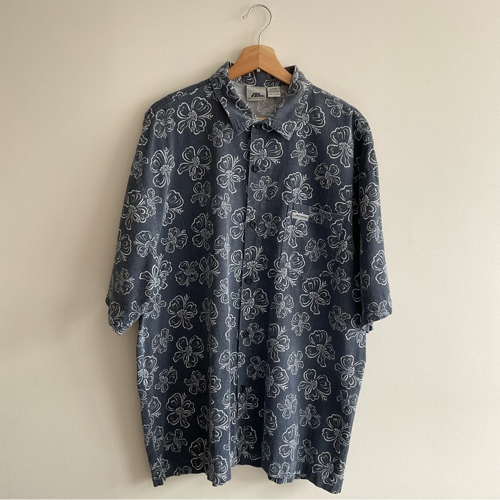 Vintage No Fear | 90s Corduroy Floral Button Up Shirt | XL